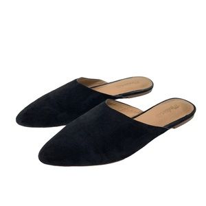 Madewell Womens Remi Suede Slip On Mule Flats Size 8.5 Black Pointed Toe MO358